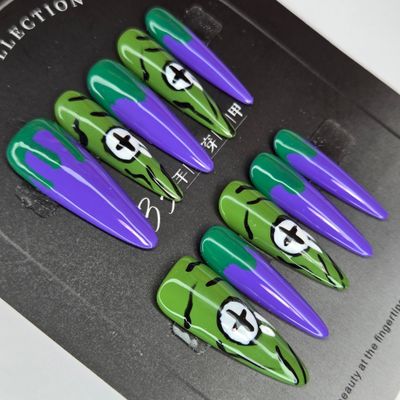 Spooky Frankenstein Handmade Halloween Press-On Nails - XS