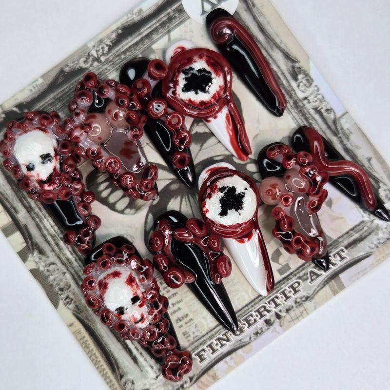 Macabre Tentacle Horror Handmade Press-On Nails - XS