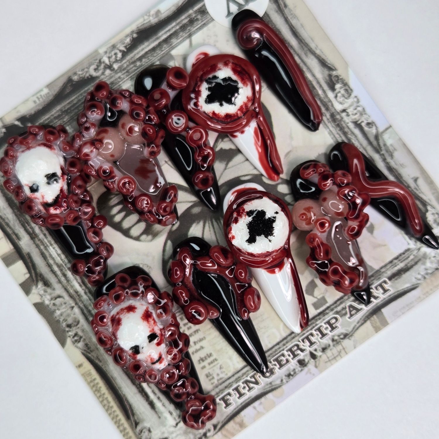 Macabre Tentacle Horror Handmade Press-On Nails - XS