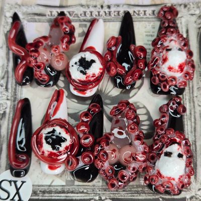 Macabre Tentacle Horror Handmade Press-On Nails - XS