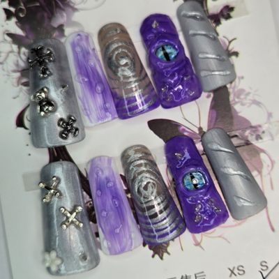 Duck Nails with Evil Eye and Spikes – Mystical &amp; Edgy Design - S