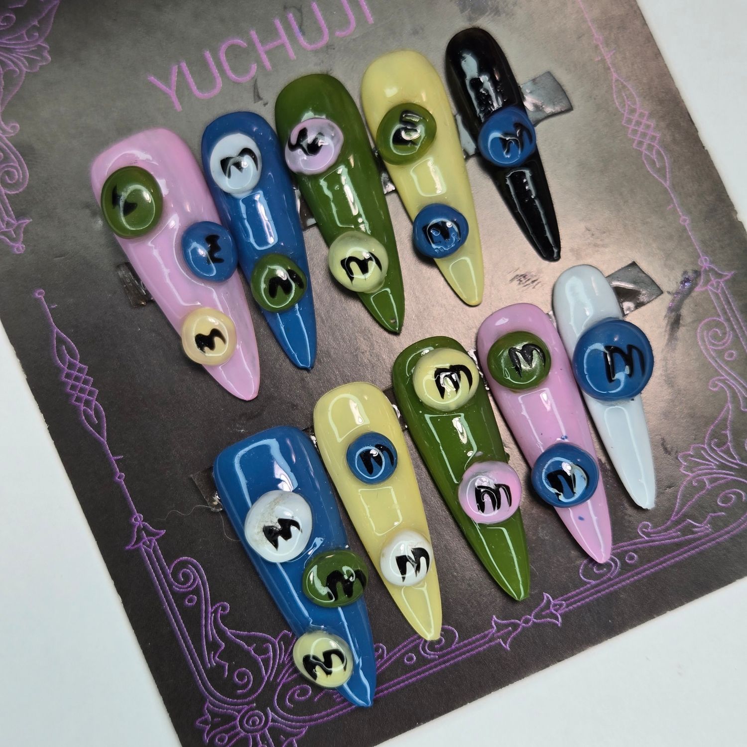3cm Long M&amp;M-Inspired Handmade Press-On Nails  - S