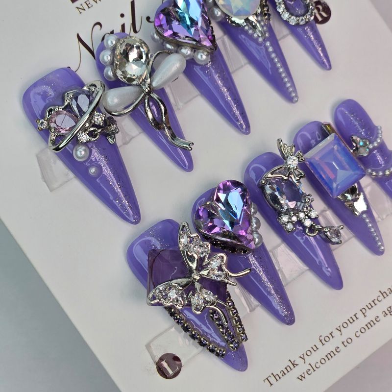 Amethyst Glam 3D Press-On Nails - S