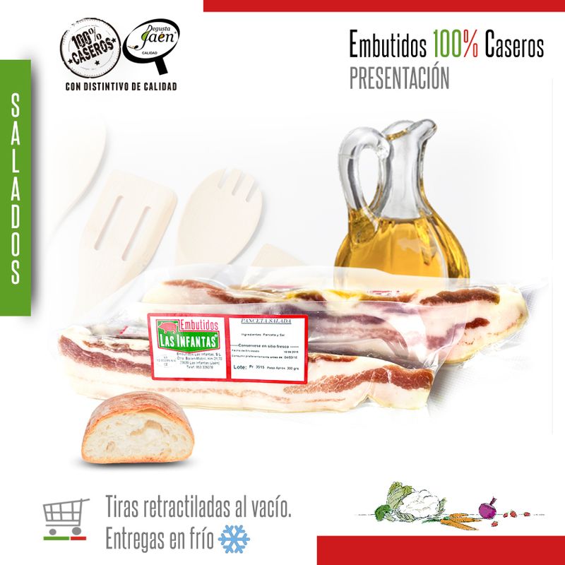 Panceta Cerdo Blanco Salada. Tiras al "vacío"