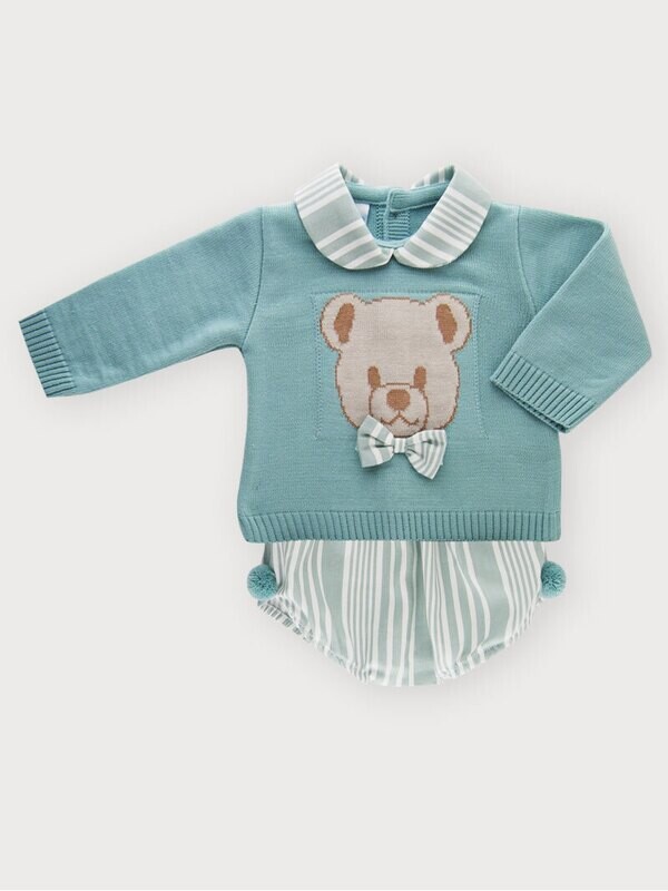 Conjunto  jersey y cubrepañal osito