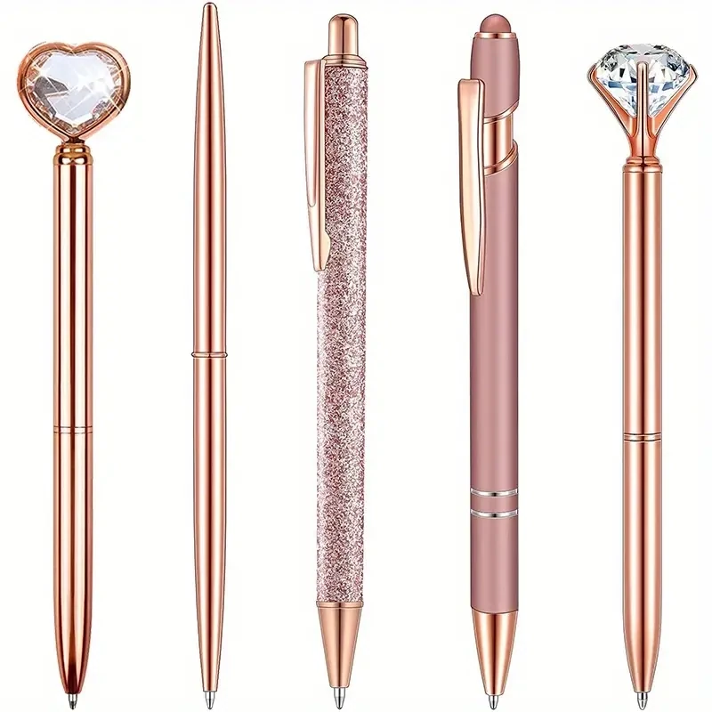 5pcs Rose Golden Ballpoint Pen Set
