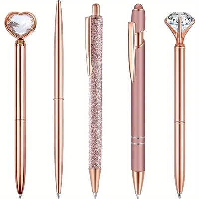 5pcs Rose Golden Ballpoint Pen Set