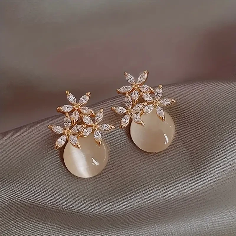 Flower Opal Resin Stud Earrings