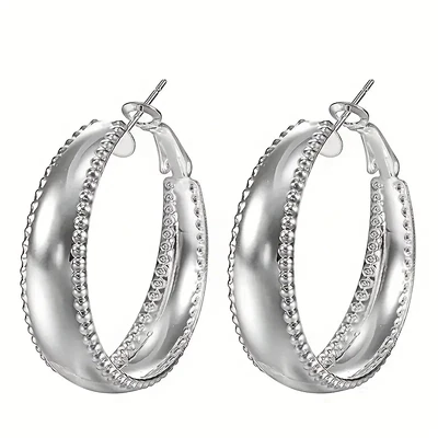 Silvery Chunky Hoop Earrings