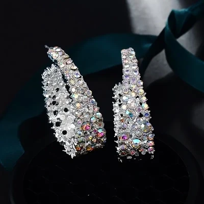 U-Shaped Rhinestone Stud Earrings
