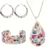 Bohemian Style Acrylic Necklace &amp; Earrings &amp; Bangle Jewelry Set