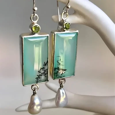 Vintage Colorful Opal Pearl Earrings