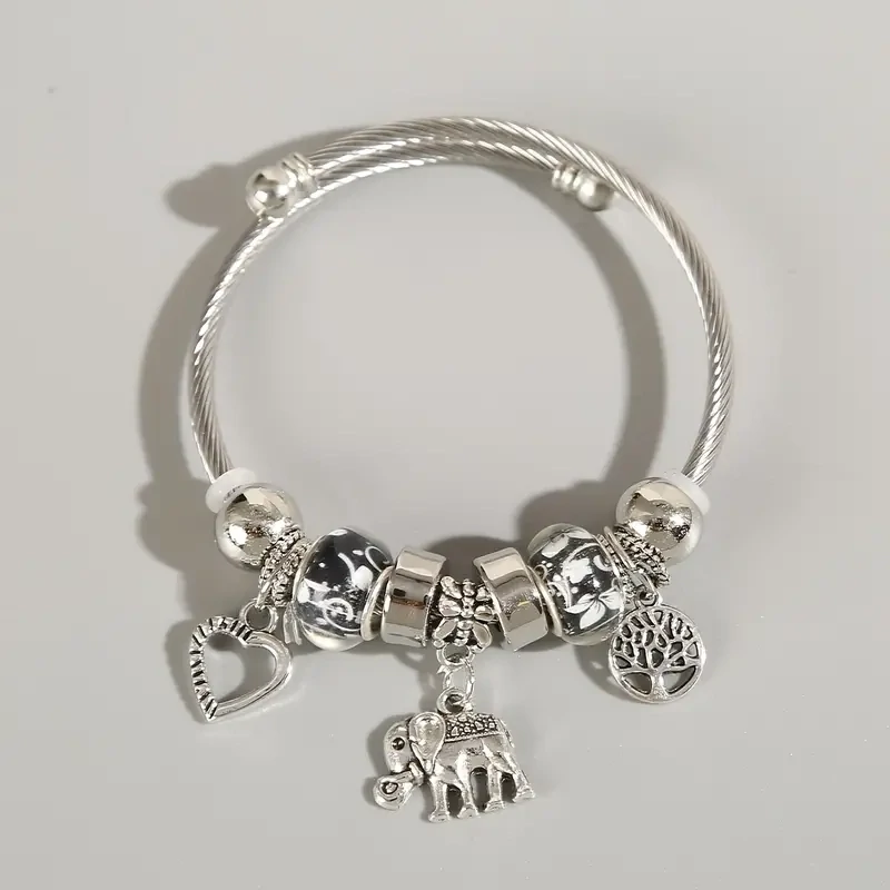 1pc Women&#39;s Stainless Steel Charm Pendant Bracelet