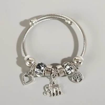 1pc Women&#39;s Stainless Steel Charm Pendant Bracelet