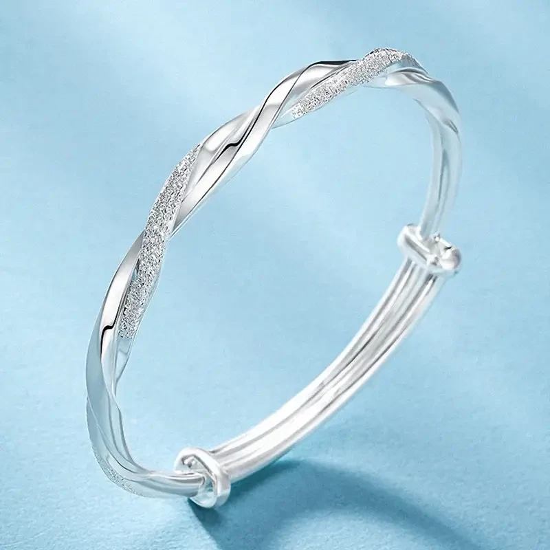 925 Silver Plated Simple Cuff Bracelet