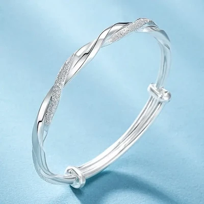 925 Silver Plated Simple Cuff Bracelet