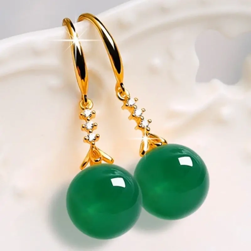 Gorgeous Round Gemstone Drop Earrings