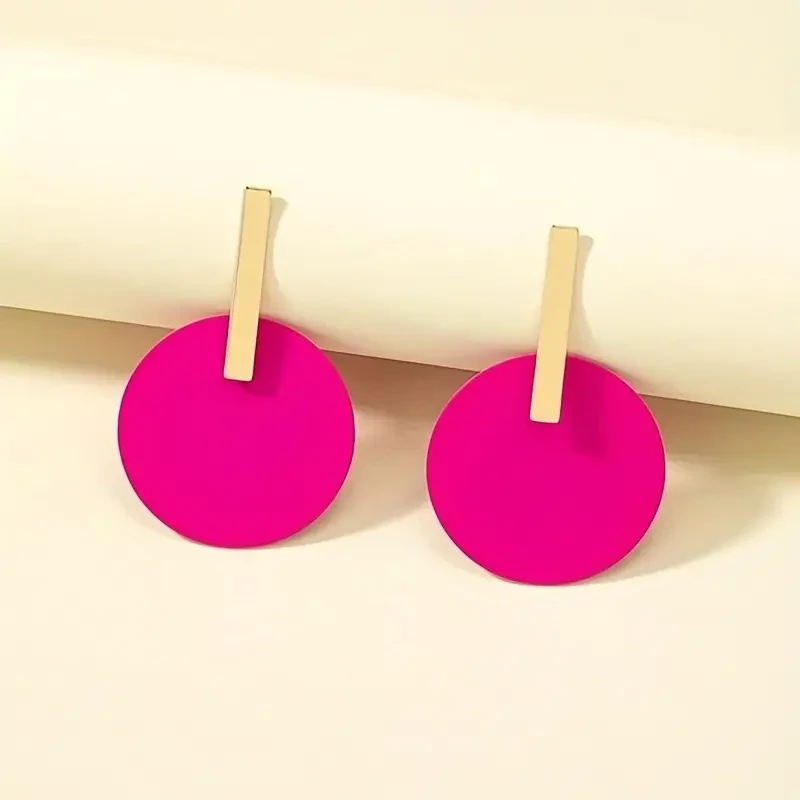 Pink Round Dangle Earrings