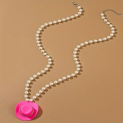 Gorgeous Pink Faux Pearl Necklace