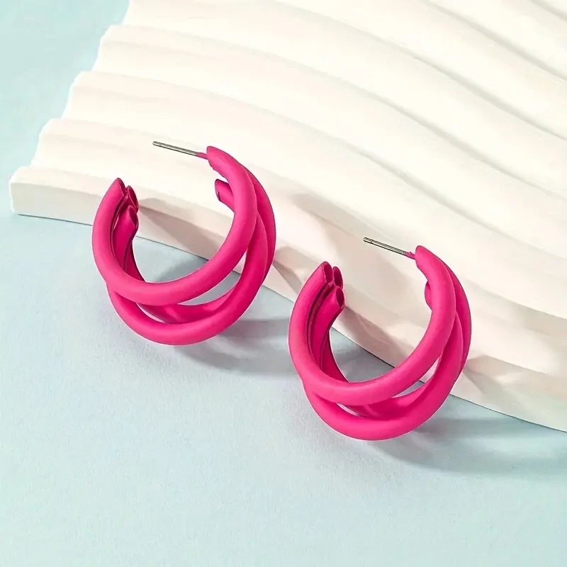 Hot Pink Hoop Earrings