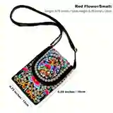 Retro Boho Embroidered Phone Bag, Mini Ethnic Travel One Shoulder Bag For Women &amp; Girls