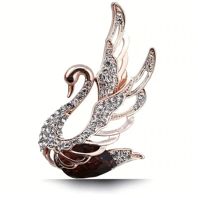 Vintage Crystal Swan Brooches For Women Dull red