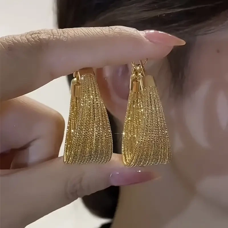 Chunky Hoop Earrings 18K Gold Plated Ear Jewelry For Women