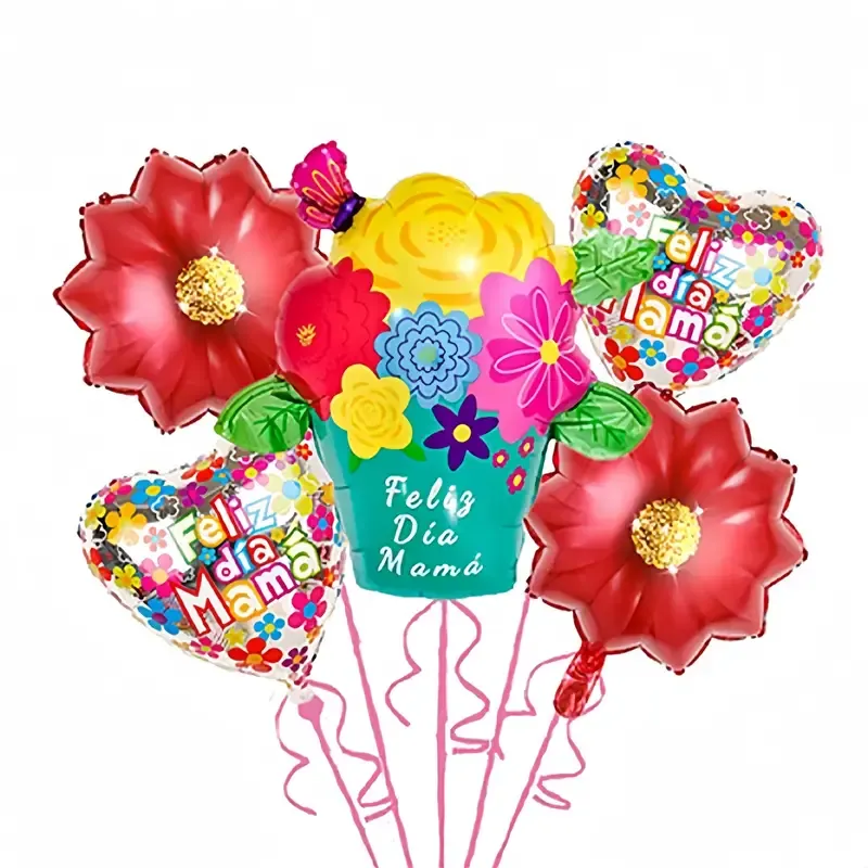 5pcs Happy Mother&#39;s Day Balloons Flower Basket.