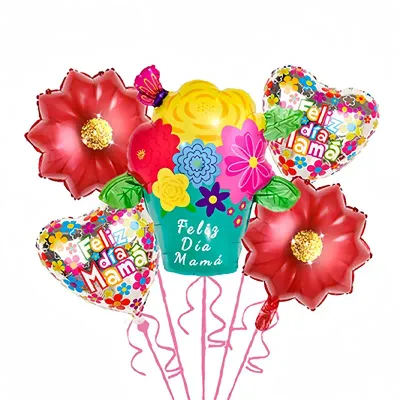 5pcs Happy Mother&#39;s Day Balloons Flower Basket.