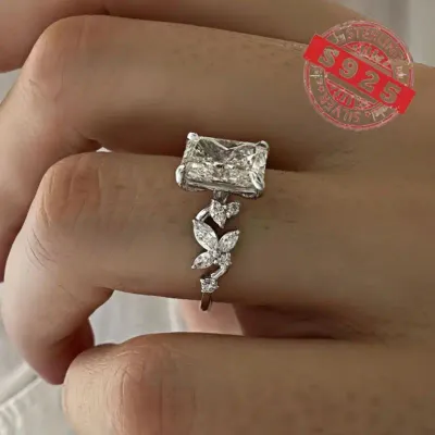 Forever Companionship 2 Carat Princess Square Moissanite Ring 925 Sterling silver. Size 8