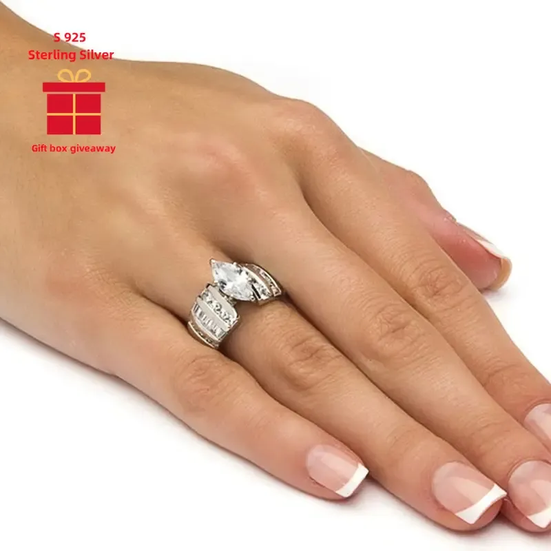 A S925 silver ring zirconia Ladies&#39; Ring, Exquisite Ring for Women, Elegant and Exquisite, Fashionable and Classic.  Size 7