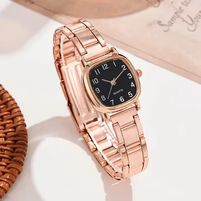 1pc Romantic Style Women&#39;s Fashion Watch, Alloy Band &amp; Case, Quartz. Rose Gold .
