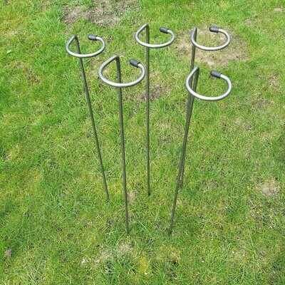 5 x 60cm Tall loop supports/stakes mild steel