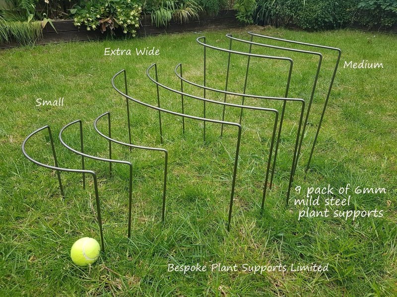 9 pack Metal Plant Supports (3 Medium, 3 Extra Wide, 3 Small)