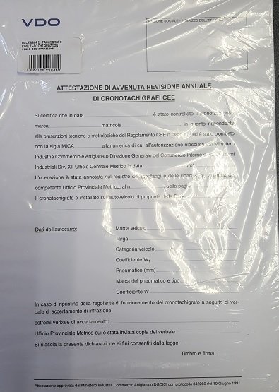 Fogli di dichiarazione per tachigrafi analogici