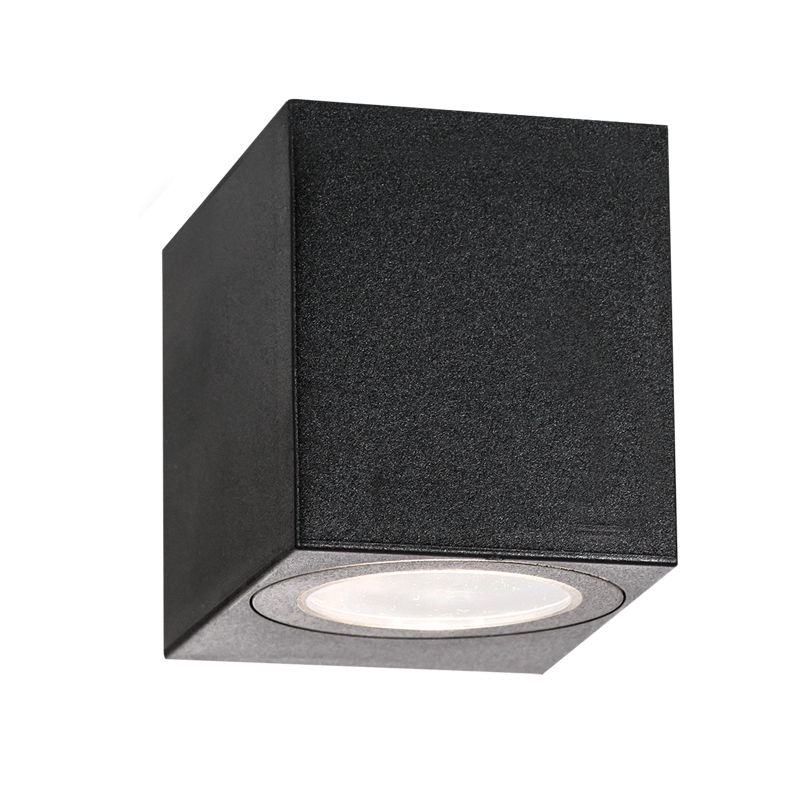 Down Facing Matt Black Tall Square Wall light