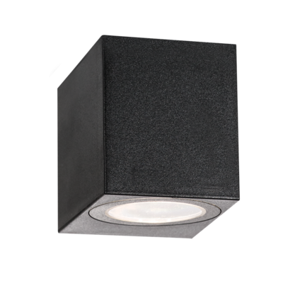 Down Facing Matt Black Tall Square Wall light