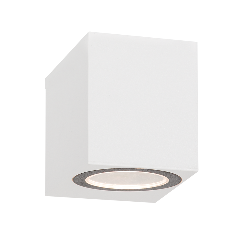Down Facing White Tall Square Wall light