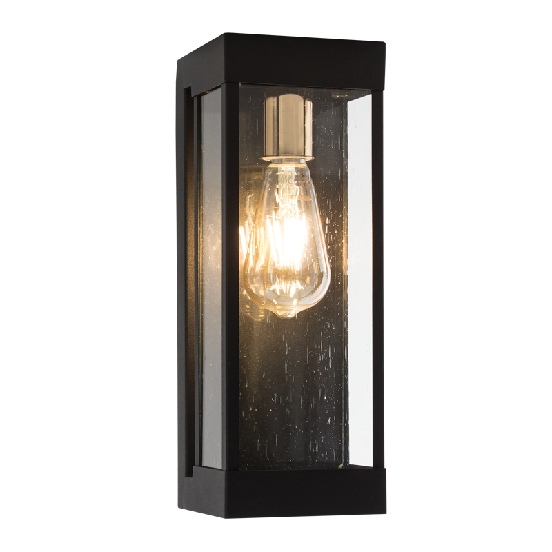 Outdoor Metal and Clear Speckled Glass Lantern