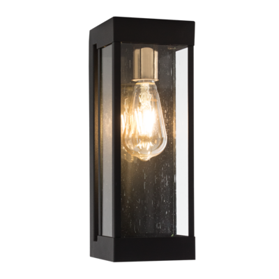 Outdoor Metal and Clear Speckled Glass Lantern