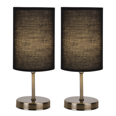​Antique Brass Base with Black Fabric Shade
