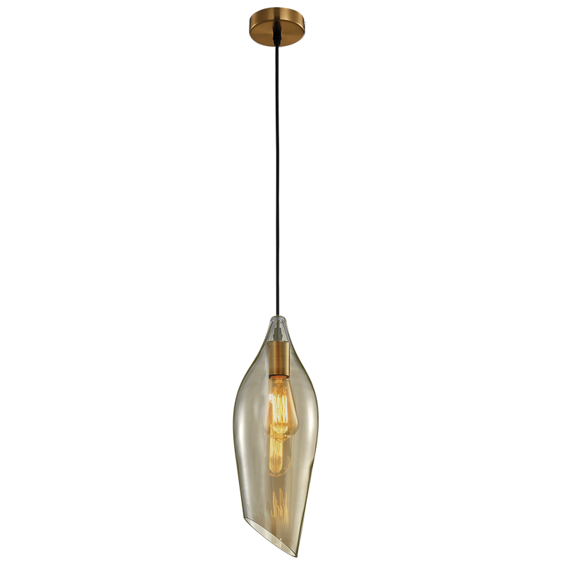 Satin Brass Cognac Pendant