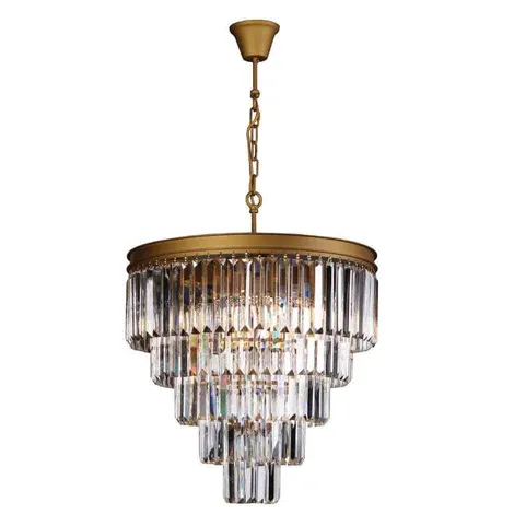 Satin Gold Crystal 5 Tier Chandelier