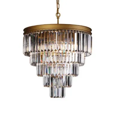 Satin Gold Crystal 5 Tier Chandelier
