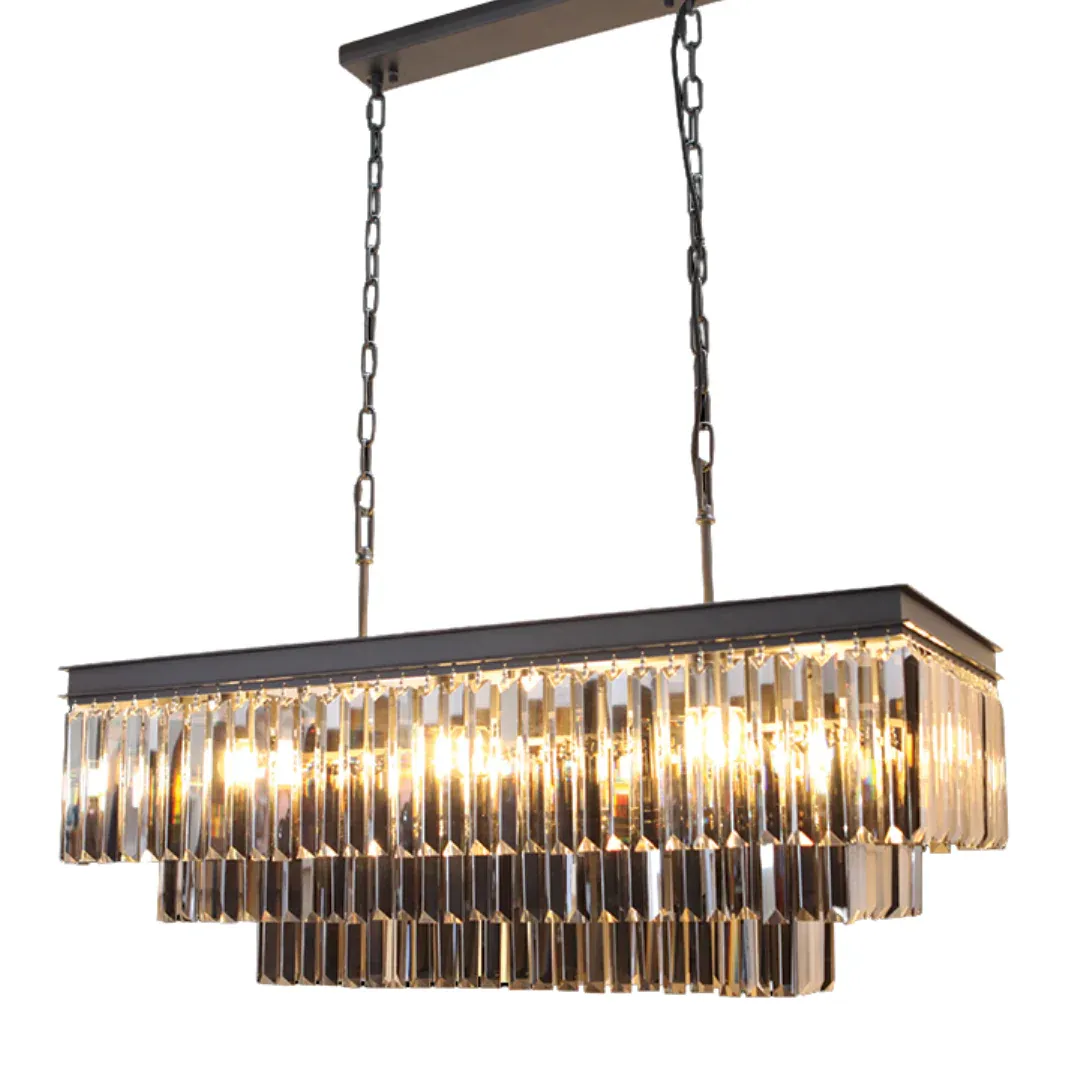 Smoke Crystal Rectangular Chandelier