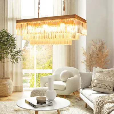 Satin Gold Rectangular Chandelier