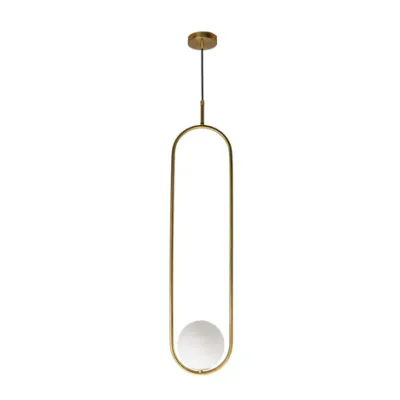 Luna Oval Gold Pendant | Light Opal Glass