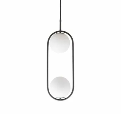 Double Luna Charcoal Pendant | Light Opal Glass