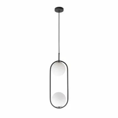 Double Luna Charcoal Pendant | Light Opal Glass