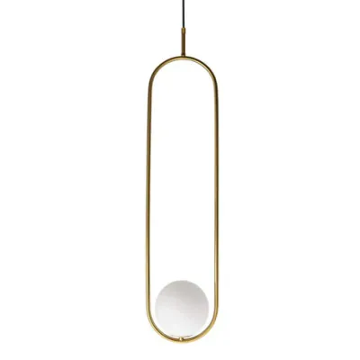 Luna Oval Gold Pendant | Light Opal Glass